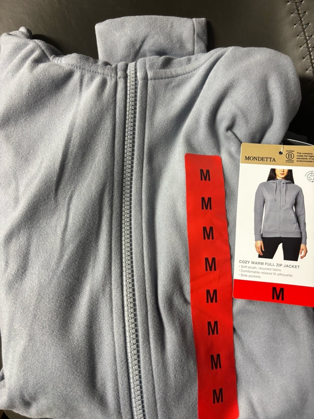 NWT Mondetta Light Gray Full-Zip Fleece Jacket